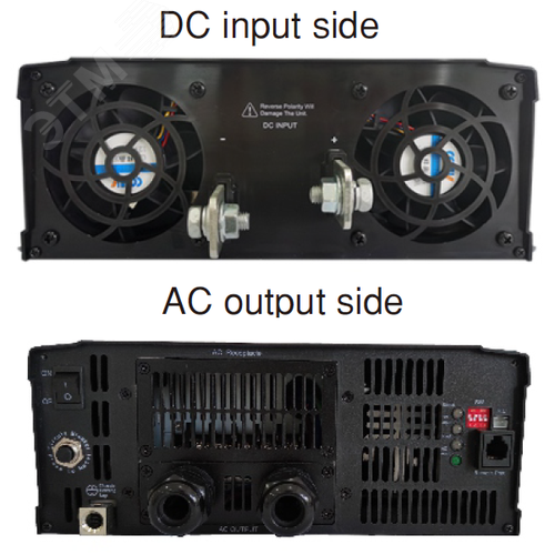 Инвертор DC-AC с функ. ИБП, 2200Вт, Рмакс=2530Вт(3 мин.), Uвх=24(20…33)В DC, Uвых=230В АС (ещё 200, 220, 240), f=50(60) Гц, КНИ<3%, изоляция 3000В AC, в кожухе 470x270x98мм, вес 8.6кг, -25…+70°С, розетка тип-EU (Европа), тип АКБ Lead Acid или Li-ion - фото 2