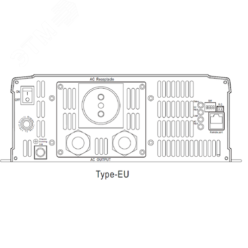 Инвертор DC-AC с функ. ИБП, 2200Вт, Рмакс=2530Вт(3 мин.), Uвх=24(20…33)В DC, Uвых=230В АС (ещё 200, 220, 240), f=50(60) Гц, КНИ<3%, изоляция 3000В AC, в кожухе 470x270x98мм, вес 8.6кг, -25…+70°С, розетка тип-EU (Европа), тип АКБ Lead Acid или Li-ion - фото 3