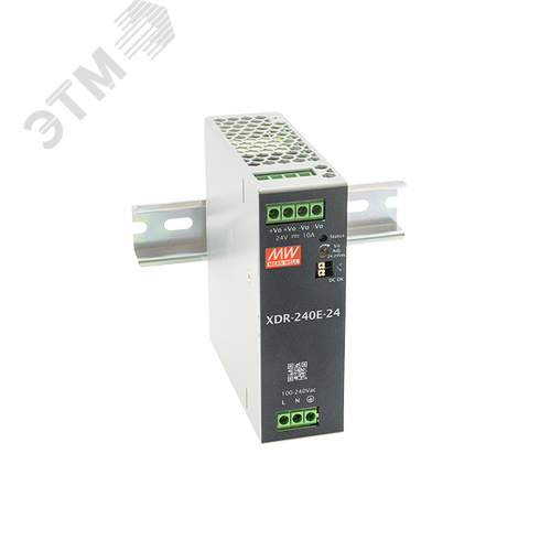 Изображение товара AC-DC, 240Вт, вх.85…264V AC, 47…63Гц /120…370В DC, вых.48В/5A (пиковый 6.5А), рег. вых 48...55В, изол.3000В AC, DC OK, в кожухе на DIN-рейку 40х125.2х116мм,-40…+70°С, 3 года гарантии (шт)