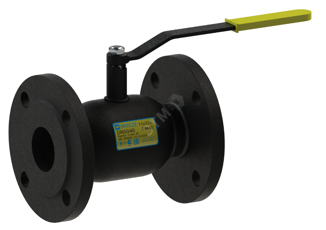 Кран шаровой фланцевый стандартнопроходной DN 50 PN 16 тип 11с33п (11. ...