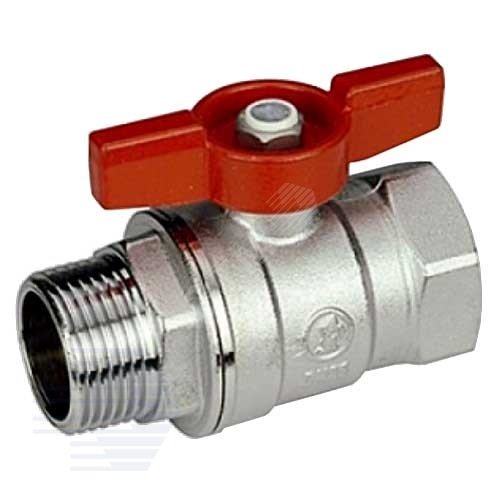 Изображение товара Кран шаровой хромированный R254D Ду 25 1' Ру35 ВН бабочка красный (шт)