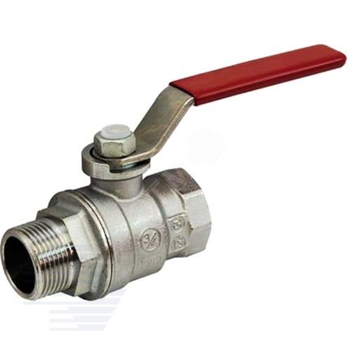 Изображение товара Кран шаровой хромированный R854L Ду 15 1/2' Ру35 ВН полнопроходной рычаг красный (шт)