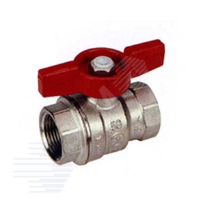 Изображение товара Кран шаровой хромированный R851 Ду 32 1 1/4' Ру28 ВВ полнопроходной бабочка красный (шт)