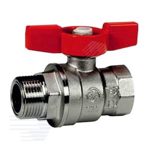 Изображение товара Кран шаровой хромированный R854 Ду 15 1/2' Ру35 ВН полнопроходной бабочка красный (шт)