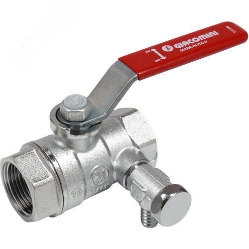 Изображение товара Кран шаровой хромированный со спускником R250DS Ду 15 Ру42 ВВ 1/2' рычаг (шт)