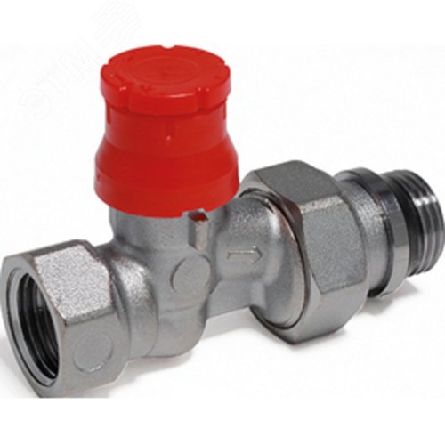 Изображение товара Прямой термостатический клапан 1/2' с предварительной настройкой , хромированный, отвод с герметичной прокладкой. (шт)