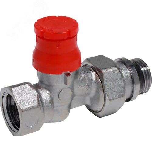 Изображение товара Прямой термостатический клапан 3/4' с предварительной настройкой , хромированный, отвод с герметичной прокладкой. (шт)