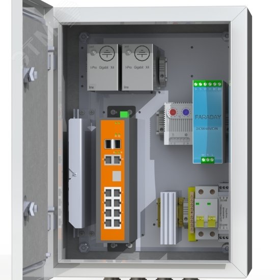 Изображение товара Термошкаф Mastermann 6 УТП 8К с PoE и защитой IP66 300x400x210 мм