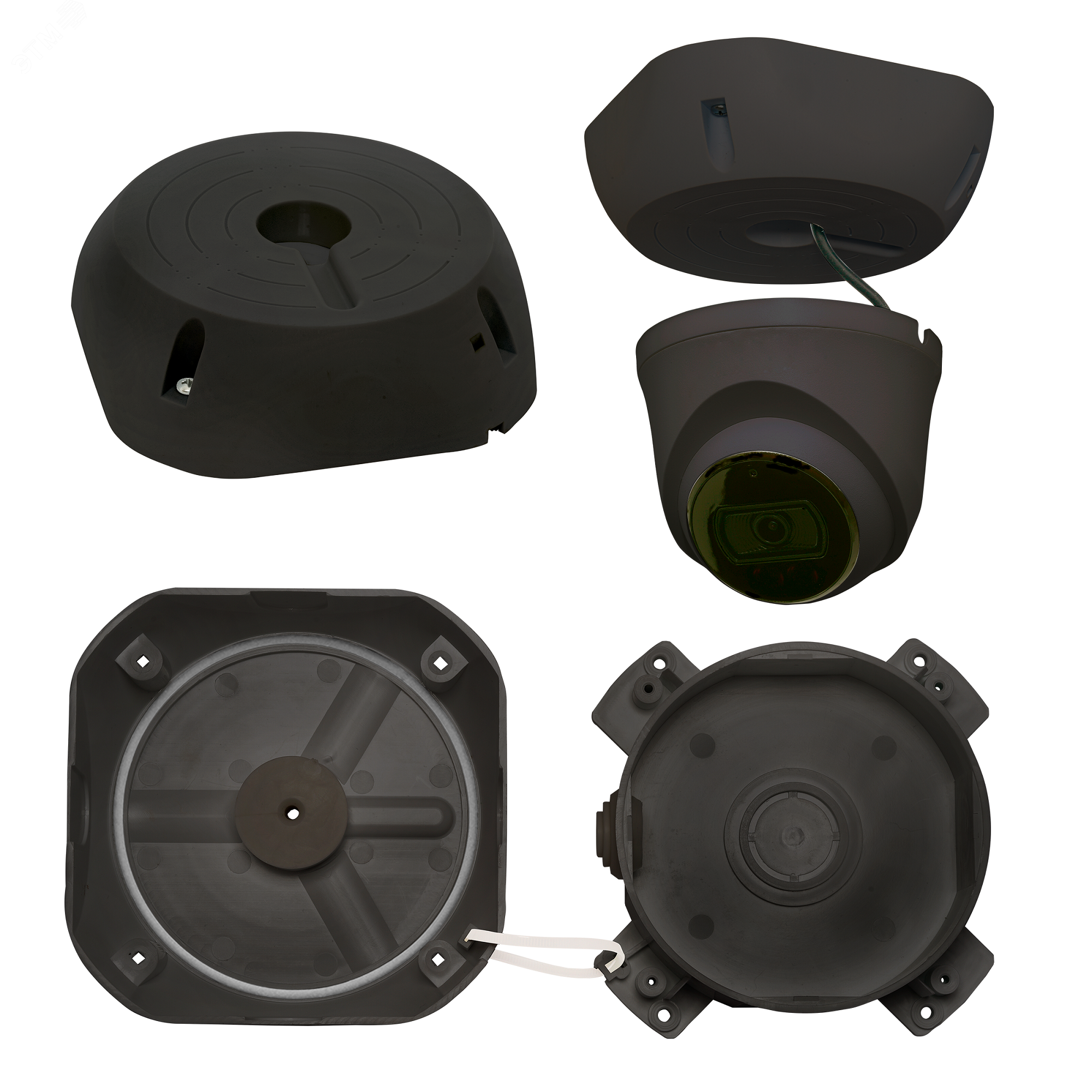 Изображение товара Коробка монтажная универсальная МК-4 PRO (чёрная) для видеокамер, имеющих вывод соединительного кабеля сбоку (шт)