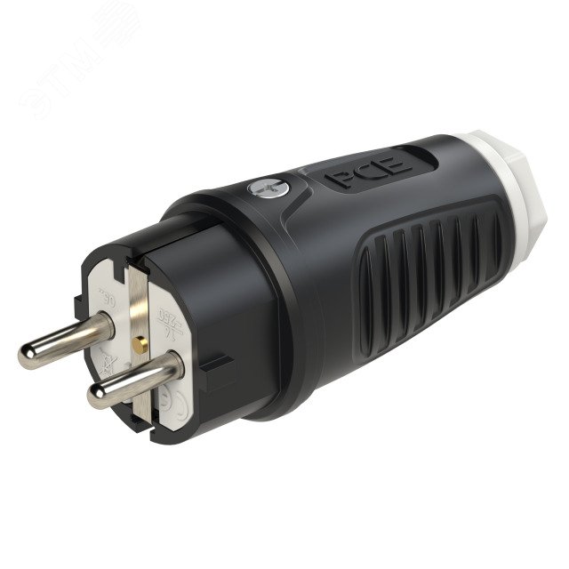 Изображение товара Вилка кабельная 16A 250V IP54 черный корпус с белым кольцом
