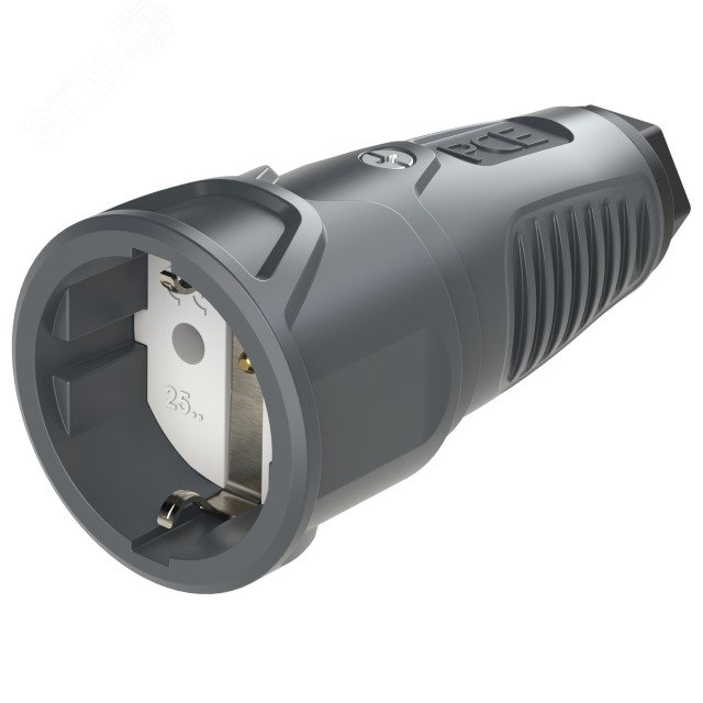 Изображение товара Розетка кабельная 16A 220В IP20 корпус темносерый с черным усилительным кольцом