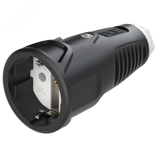 Изображение товара Розетка кабельная 16A 250V IP20 корпус черный с белым кольцом PCE 2510-sw