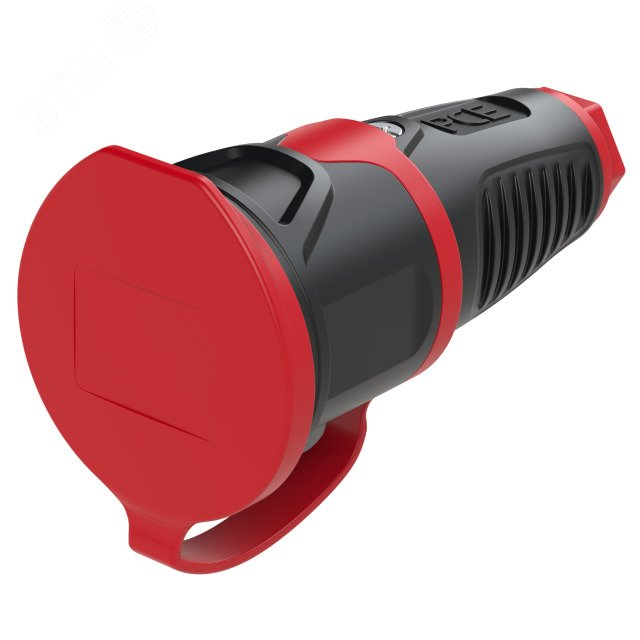 Изображение товара Розетка каб 16A/250V/2P+E/IP54 черный корпус с красной крышкой PCE