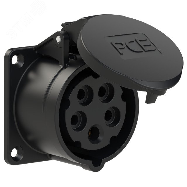Изображение товара Розетка встраиваемая 16А/400V/3P+N+E/IP44, черная, фланец 70x70 (шт)