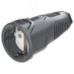 Изображение товара Розетка каб 16A/250V/2P+E/IP20 корпус темносерый, маркер черный (шт)