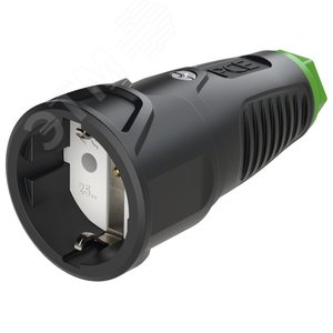 Изображение товара Розетка каб 16A/250V/2P+E/IP20 корпус черный, маркер зеленый (шт)