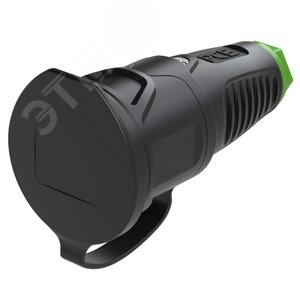 Изображение товара Розетка каб 16A/250V/2P+E/IP54 с черным крышкой и корпусом, маркер зеленый (шт)