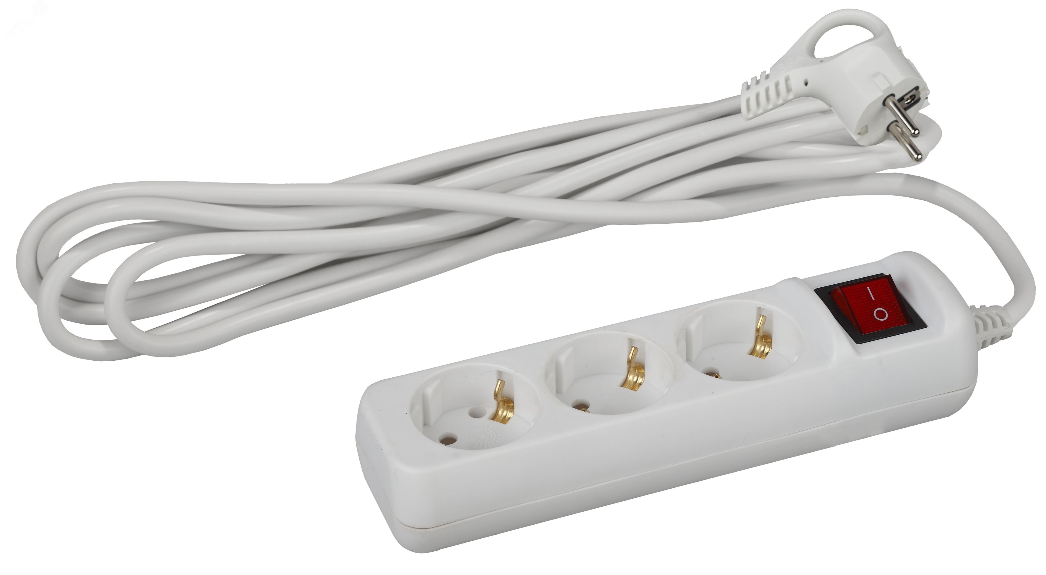 Изображение товара Удлинитель электрический с заземлением и выключателем 3 розетки 1,5м ЭРА UX-3es