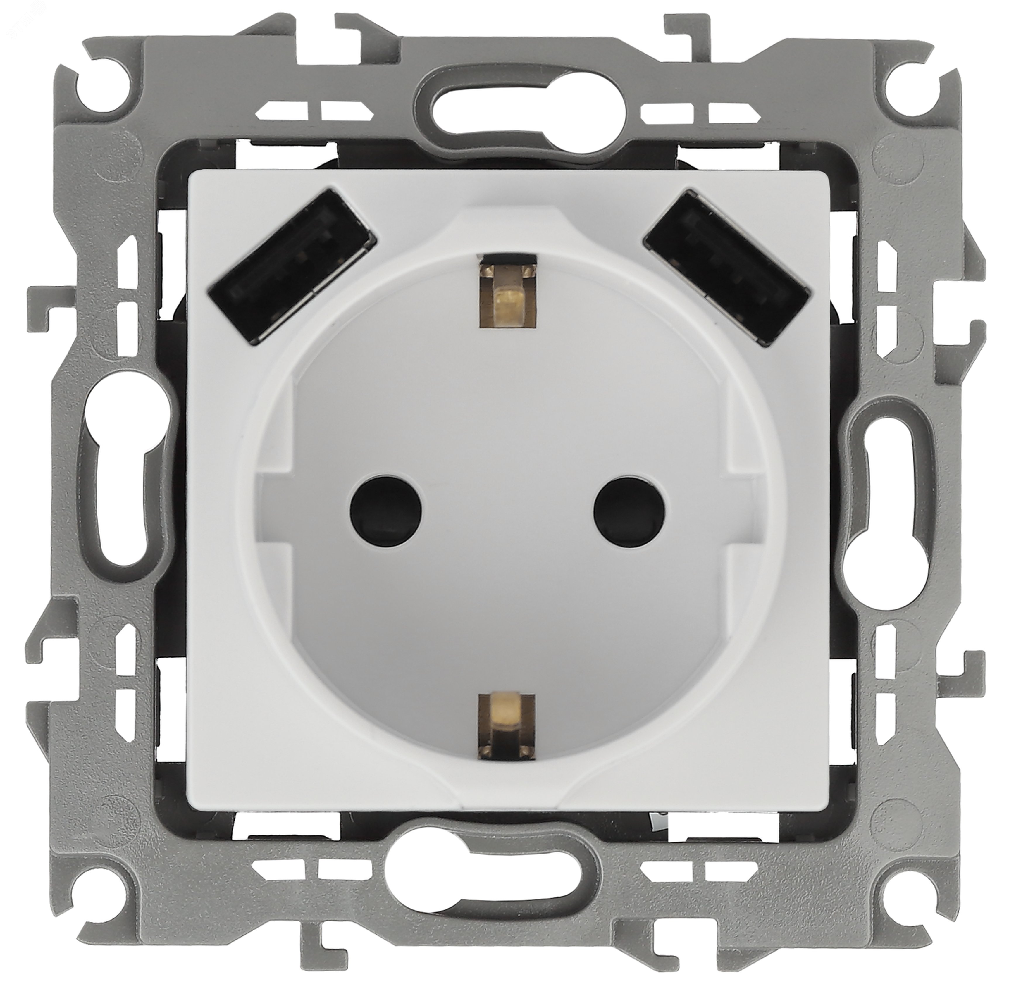 Изображение товара Розетка 2P+E 16A-250В с USB шторками Белая Эра 12