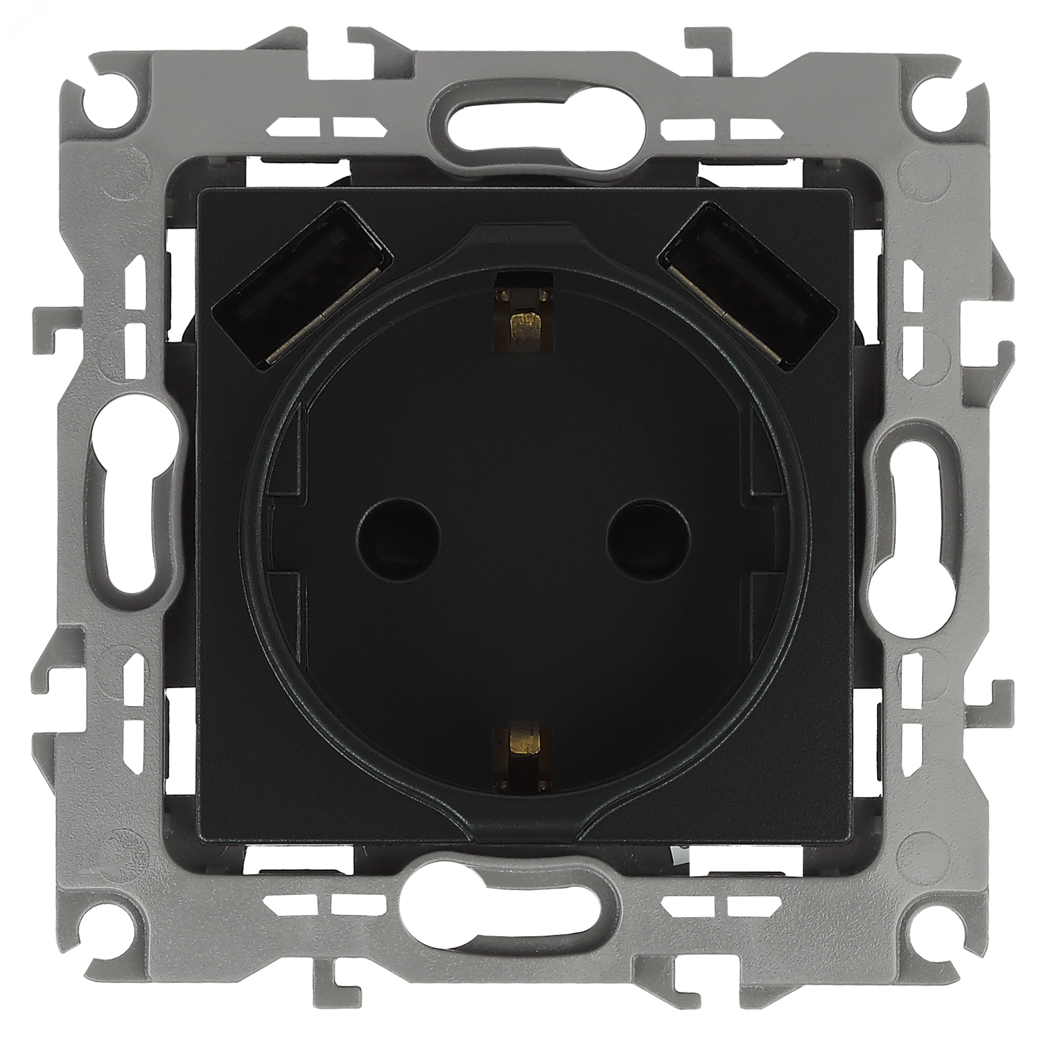 Изображение товара Розетка 2P+E 16A-250В с USB Эра 12 антрацит