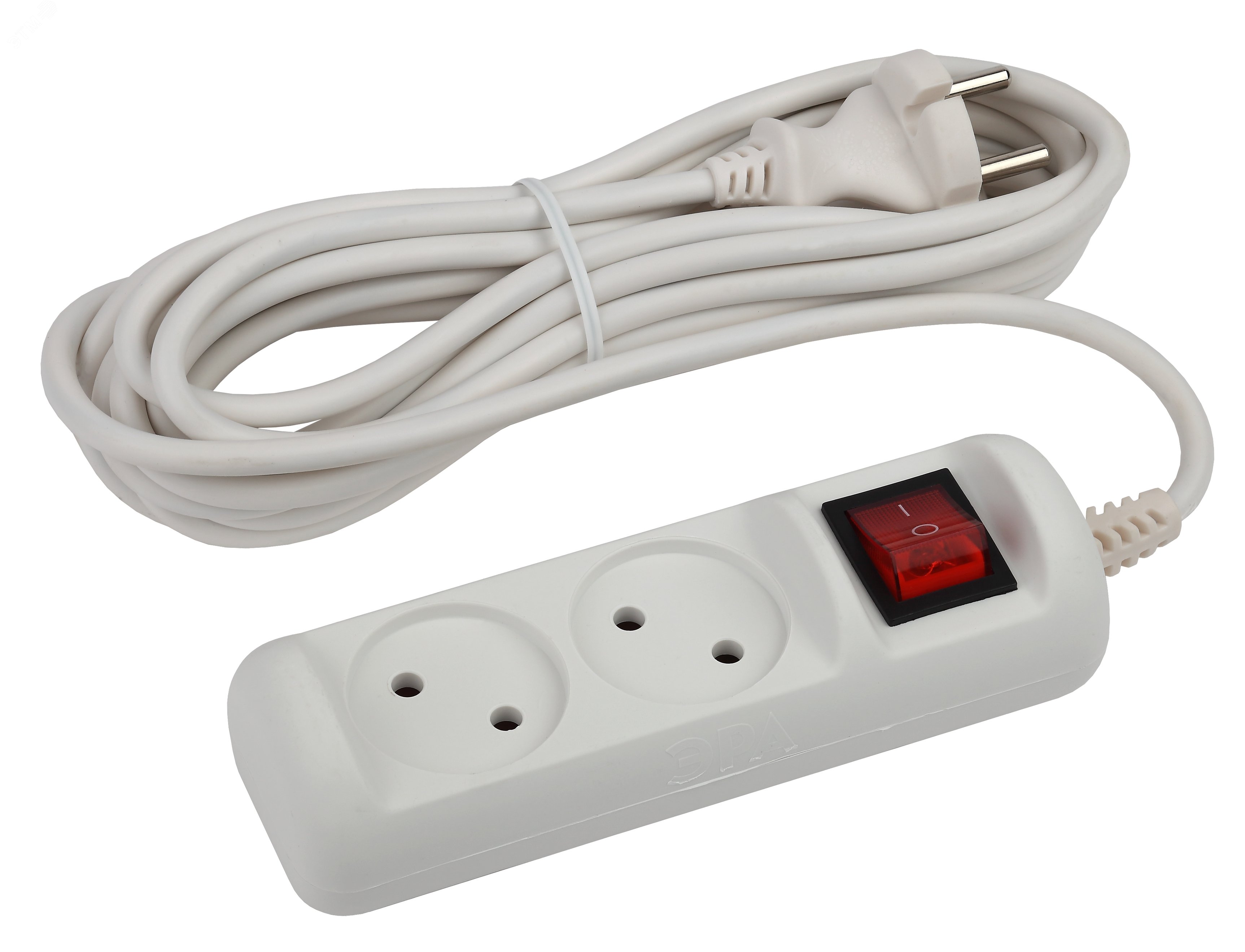 Изображение товара ЭРА Удлинитель электрический U-2s-3м 2 розетки без заземления с выключателем 10А ПВС