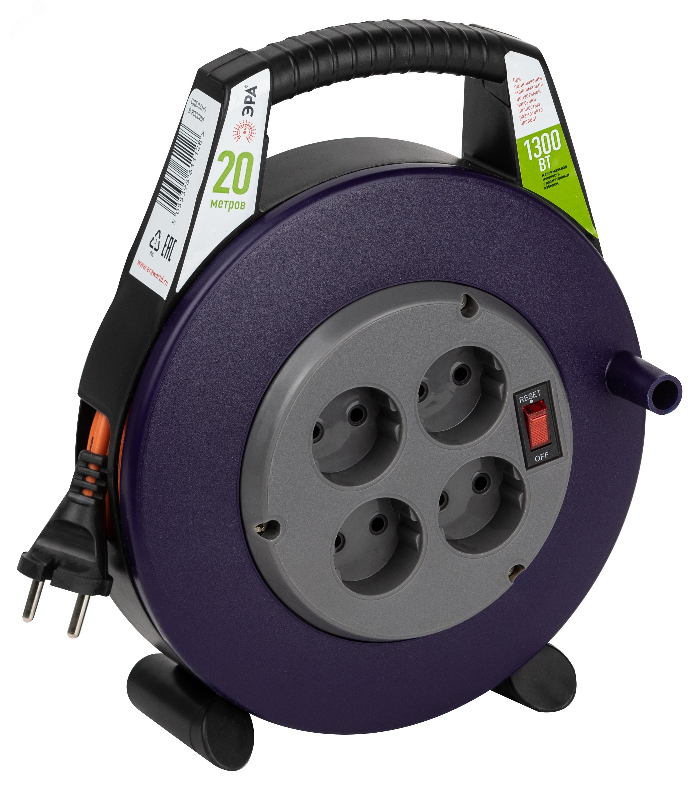 Изображение товара ЭРА BPx-4-2x0,75-20m силовой удлинитель в закрытом корпусе с выключателем