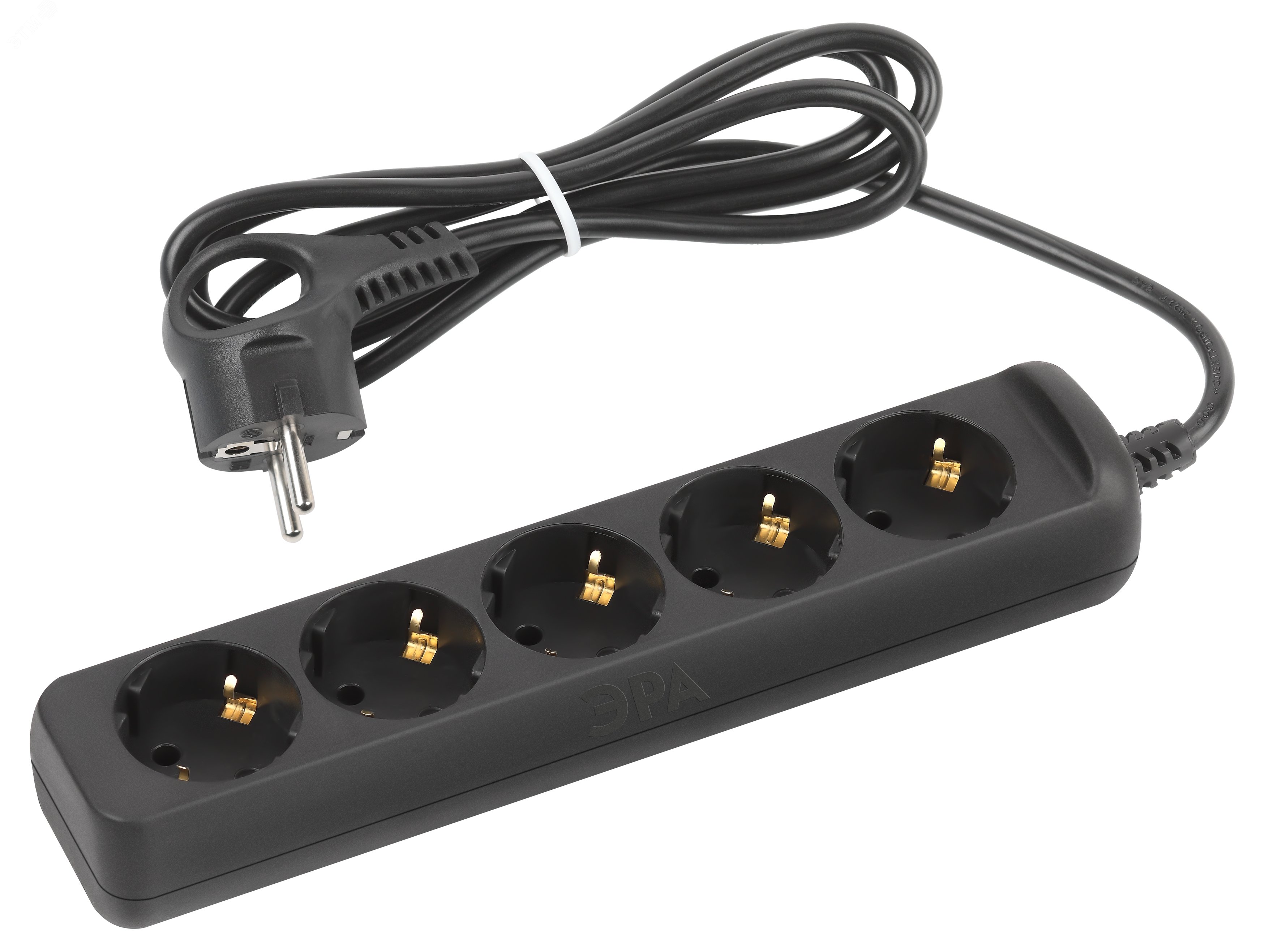 Изображение товара Удлинитель электрический UX-5e-1,5m-B с заземлением 5 розеток 1,5 м ПВС 3х0,75мм2 10А черный (шт)