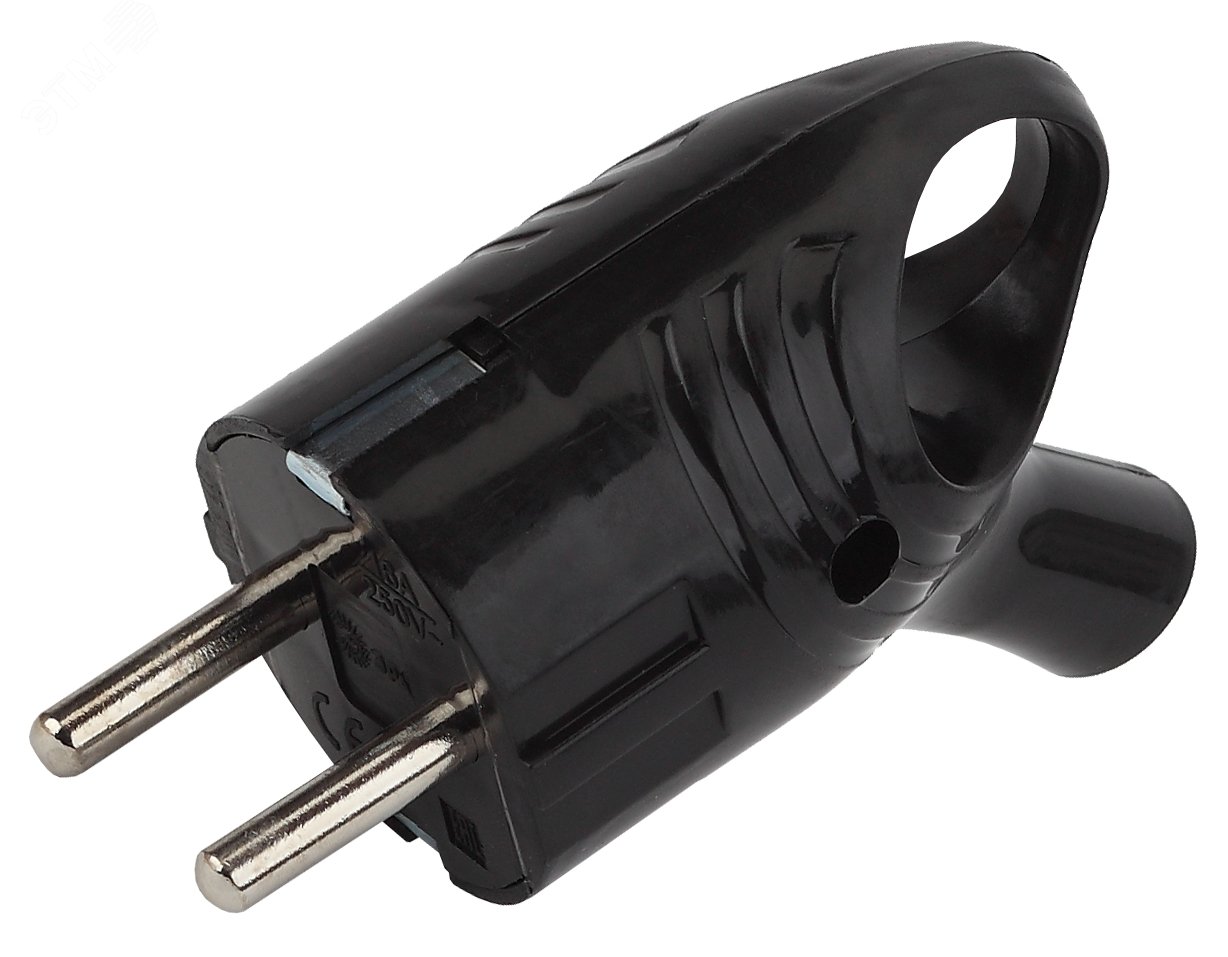 Изображение товара Вилка штепсельная ЭРА Vx4-B с заземлением угловая 16A черная