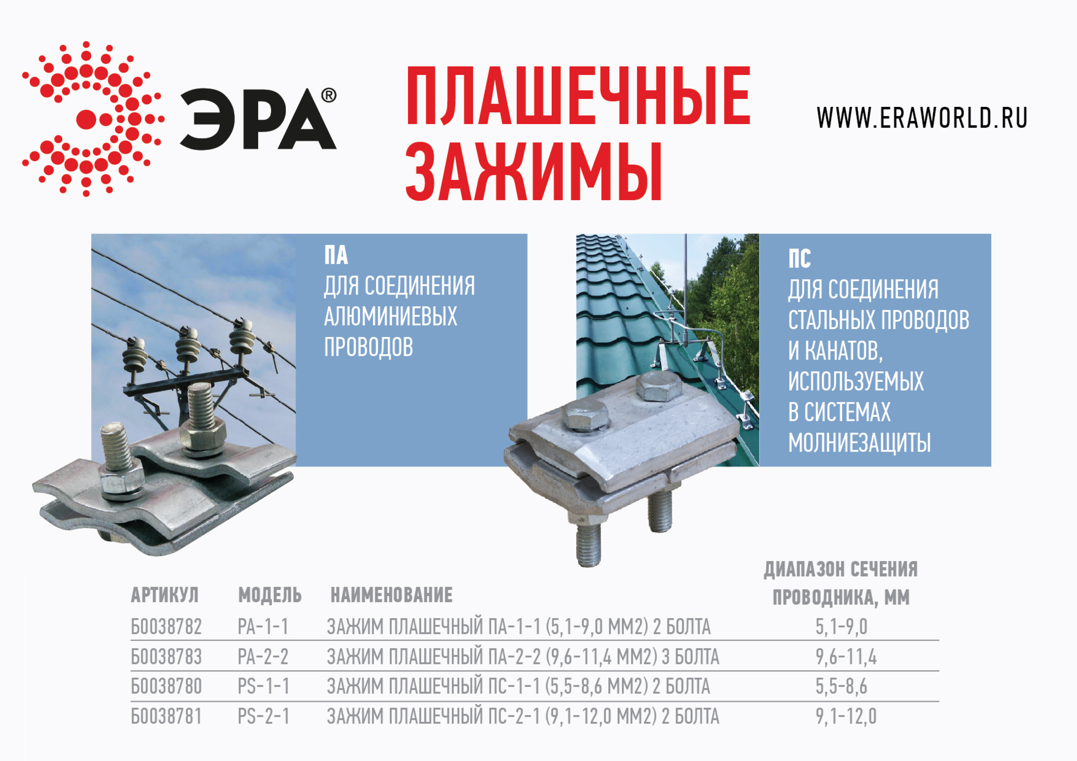 Купить Зажим плашечный ПС-1-1 (5,5-8,6 мм2) 2 болта ЭРА | Интернет ...
