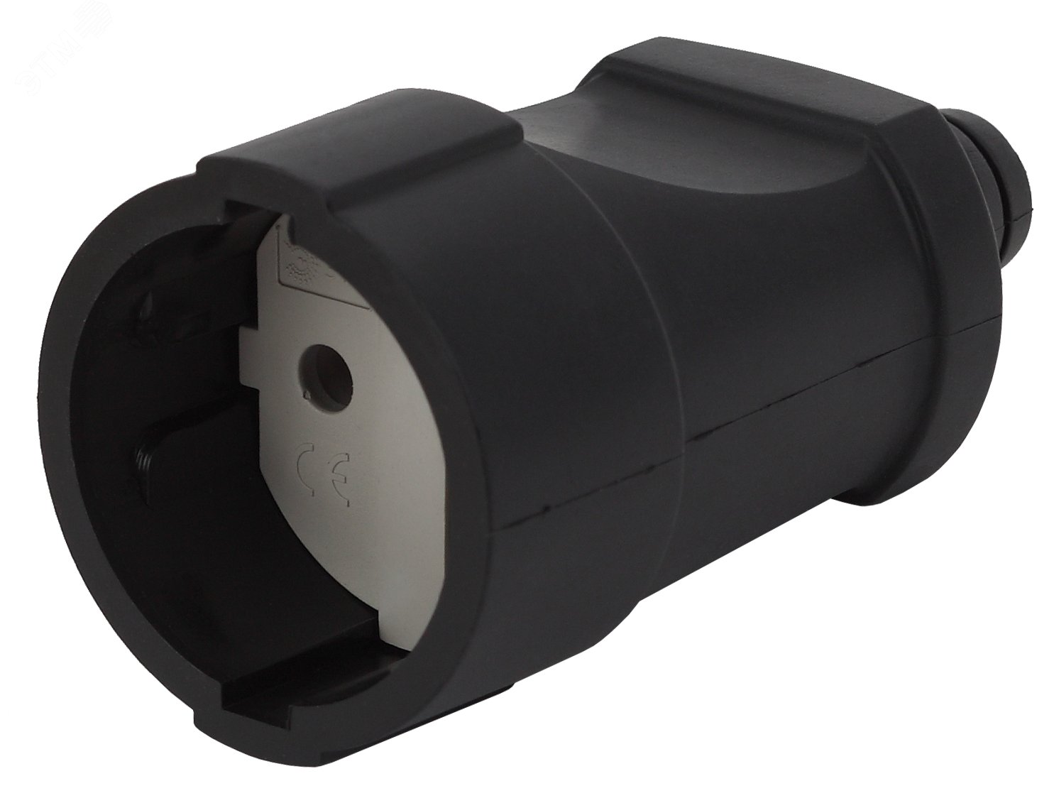 Изображение товара Розетка кабельная ЭРА Rx3-B прямая без заземления 10A черная ПВХ