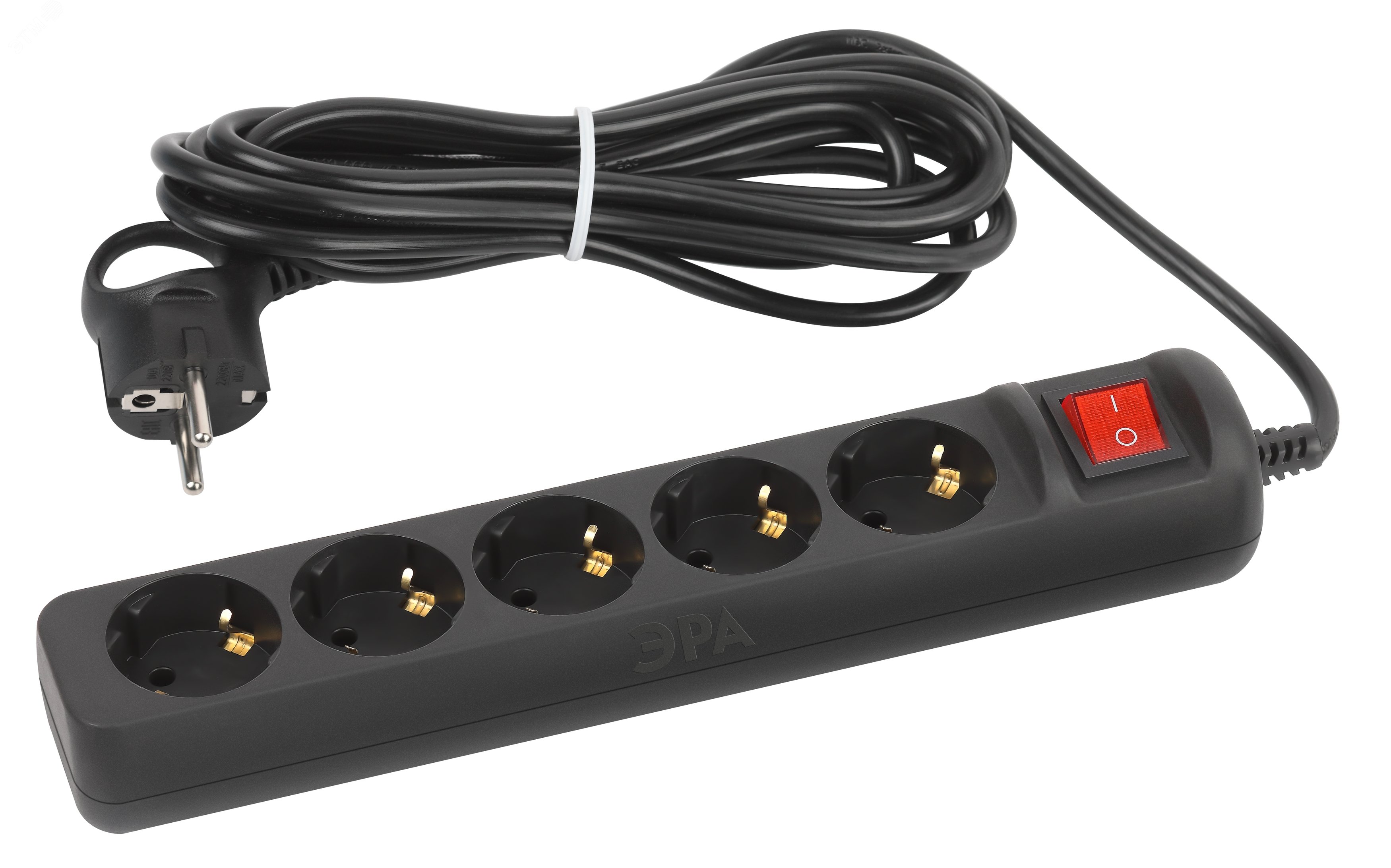 Изображение товара Удлинитель электрический Эра UX-5es-5m-B с заземлением и выключателем 5м