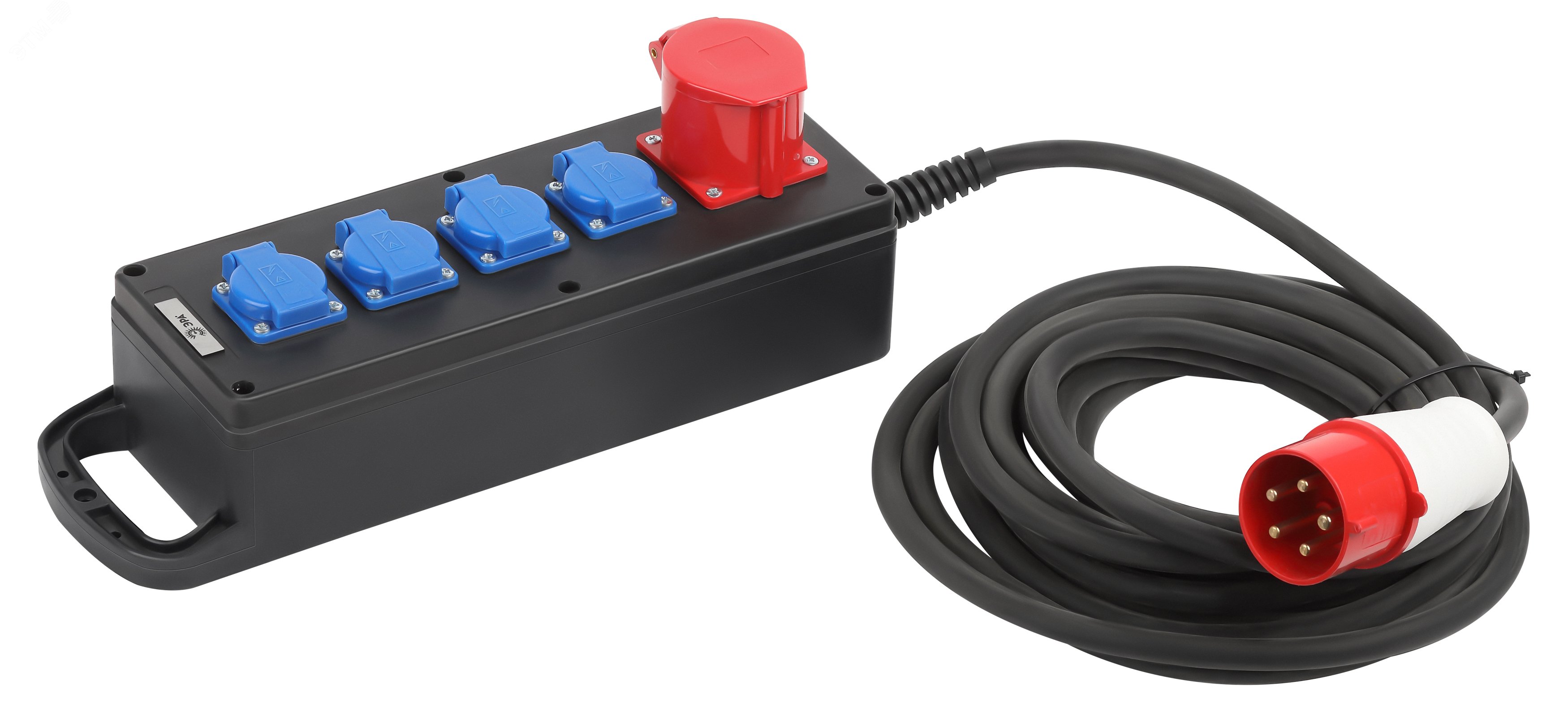 Изображение товара Удлинитель силовой IND380-U-5e-5x2,5-10m-IP44 380В на каучуковой колодке 5 розеток 1xCEE 5P/4xSCHUKO 10м КГ 5x2,5 (шт) Изображение товара Удлинитель силовой IND380-U-5e-5x2,5-10m-IP44 380В на каучуковой колодке 5 розеток 1xCEE 5P/4xSCHUKO 10м КГ 5x2,5 (шт)