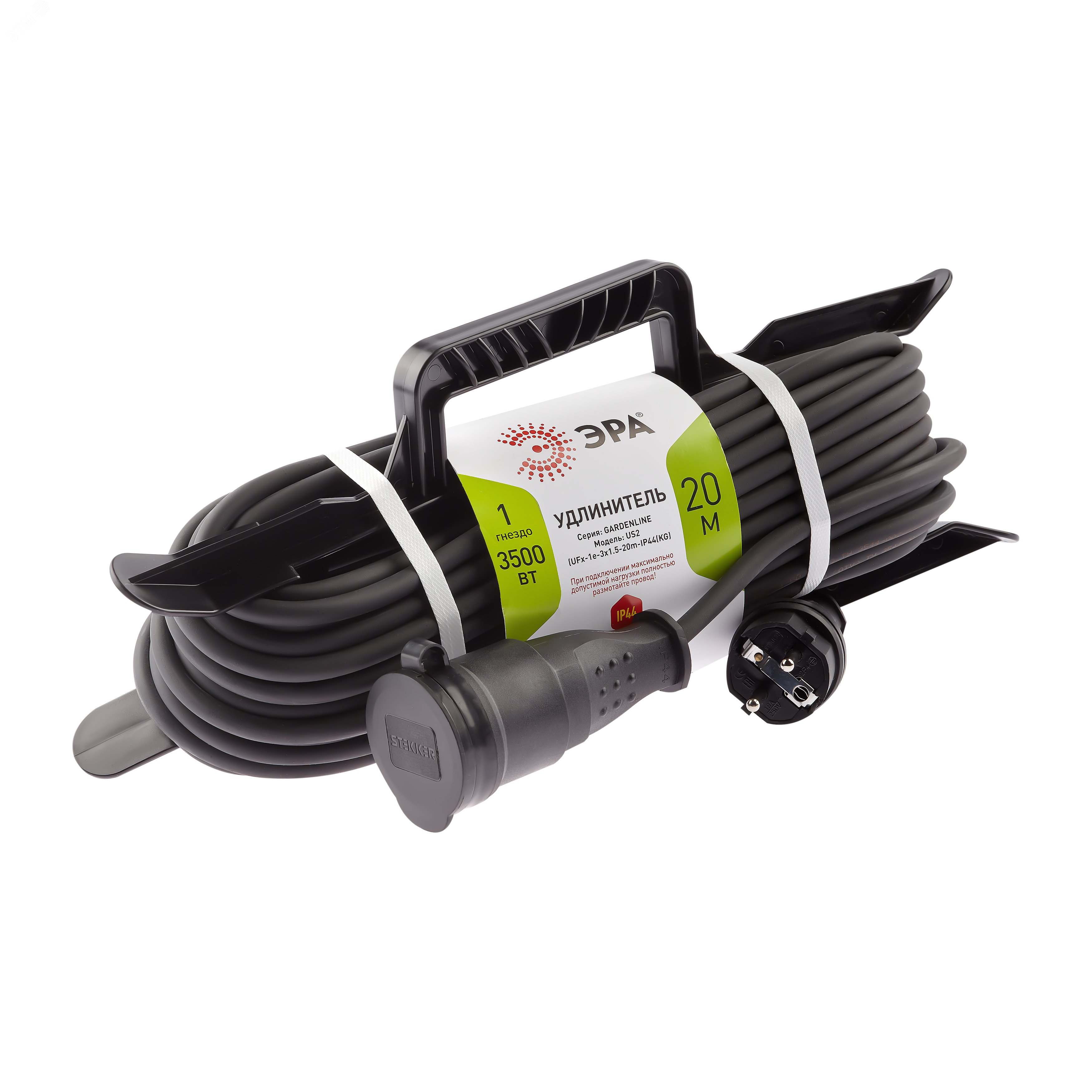 Изображение товара Удлинитель силовой ЭРА UFx-1e-3x1,5-20м-IP44 с заземлением и влагозащищенной розеткой