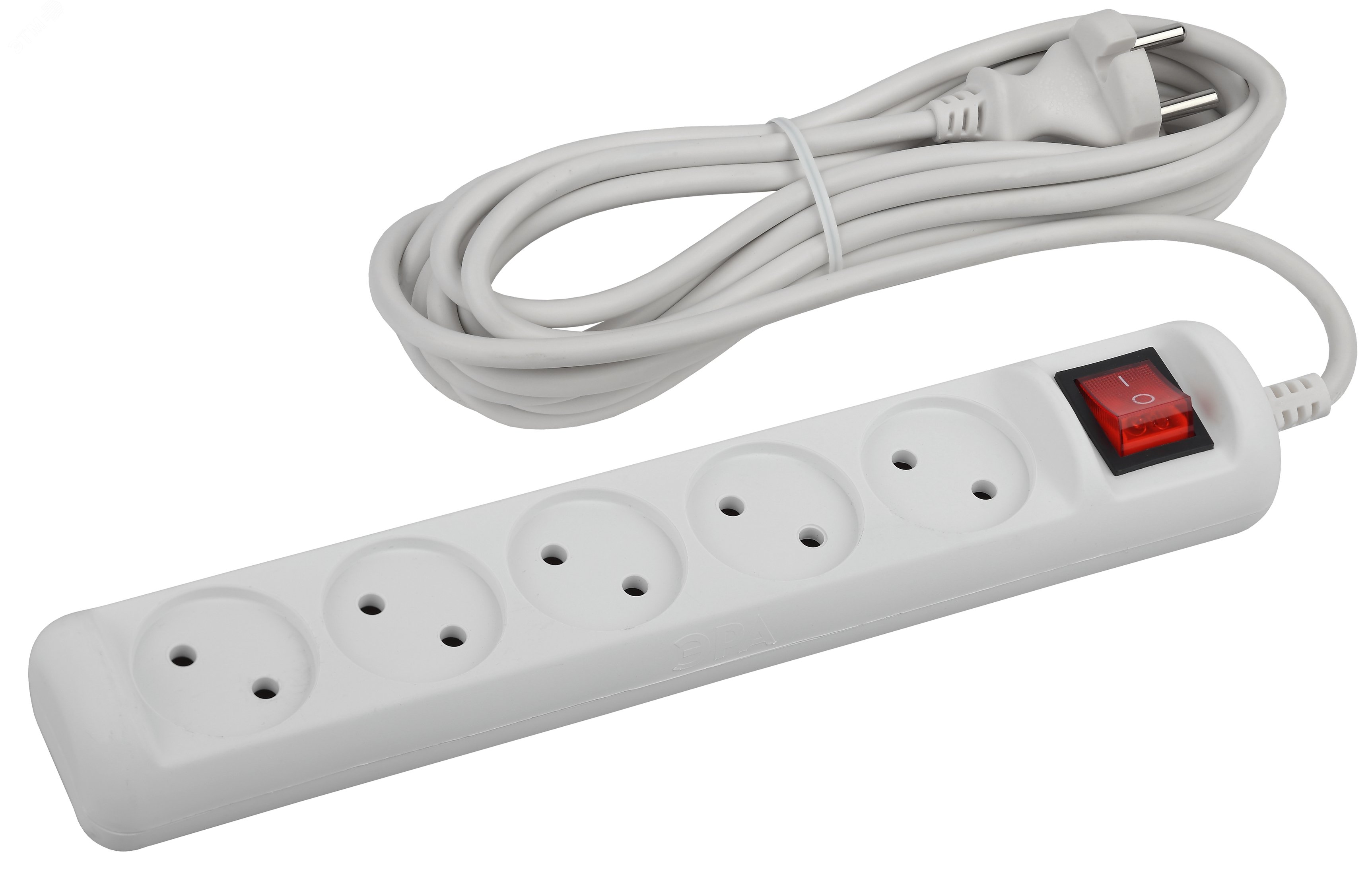 Изображение товара Удлинитель электрический Эра U-5s-3м c 5 розетками и выключателем 10А
