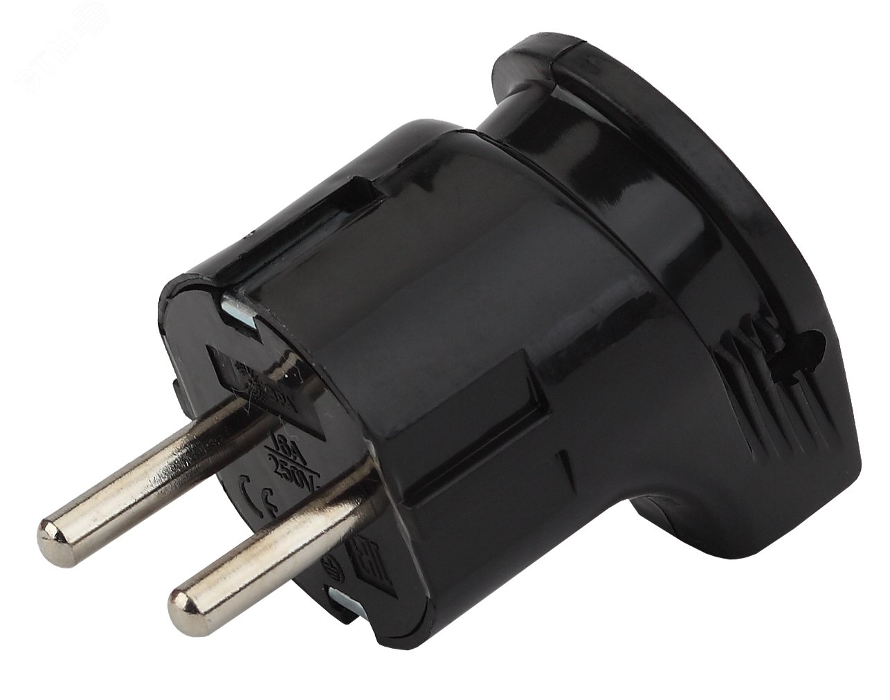 Изображение товара Вилка с заземлением ЭРА Vx3-B угловая 16A черная для безопасного подключения