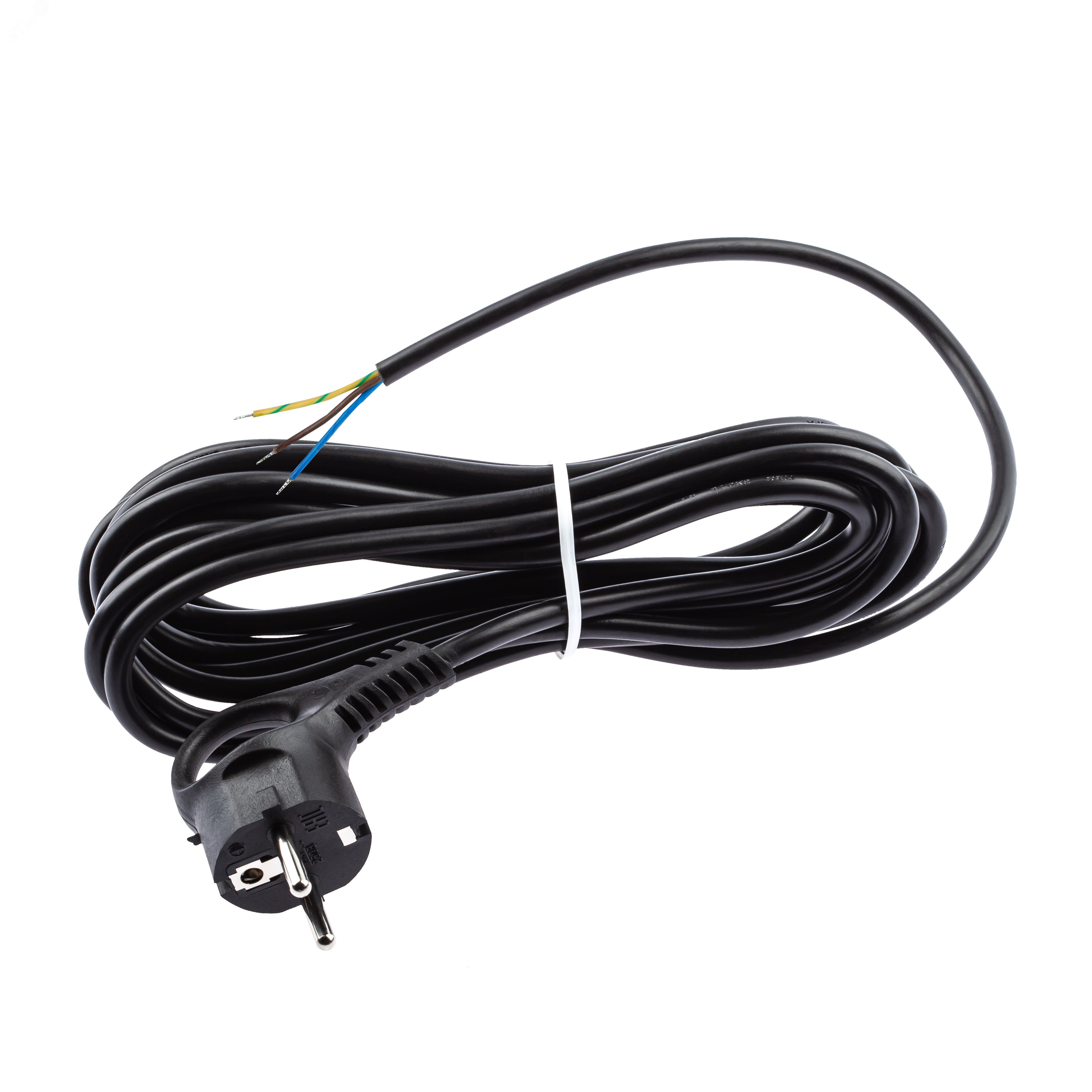 Изображение товара Шнур сетевой с вилкой ЭРА UX-3x0,75-2м-B с заземлением 2м ПВС черный