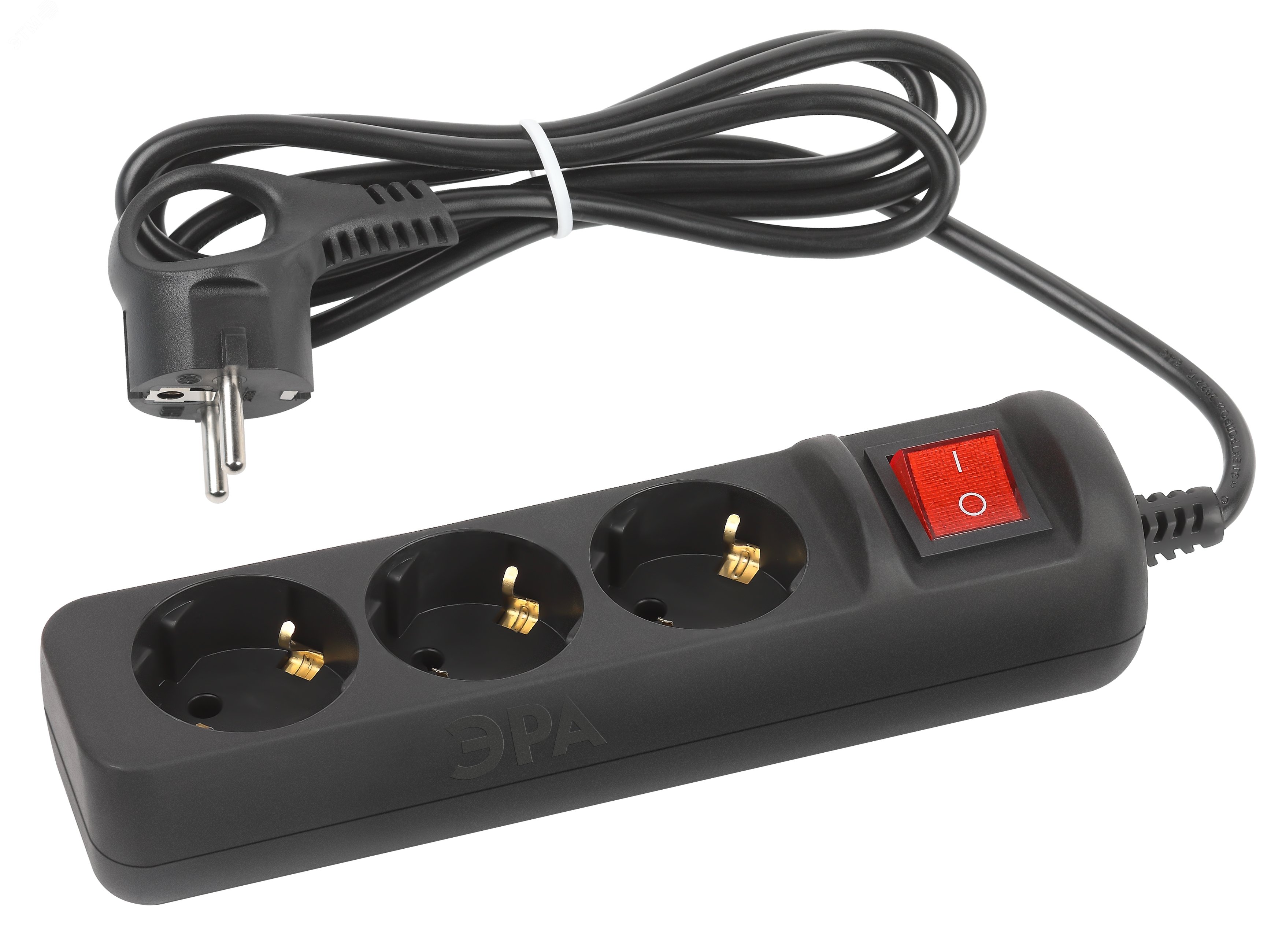 Изображение товара Удлинитель электрический ЭРА UX-3es-1,5m-B с заземлением 3 розетки черный