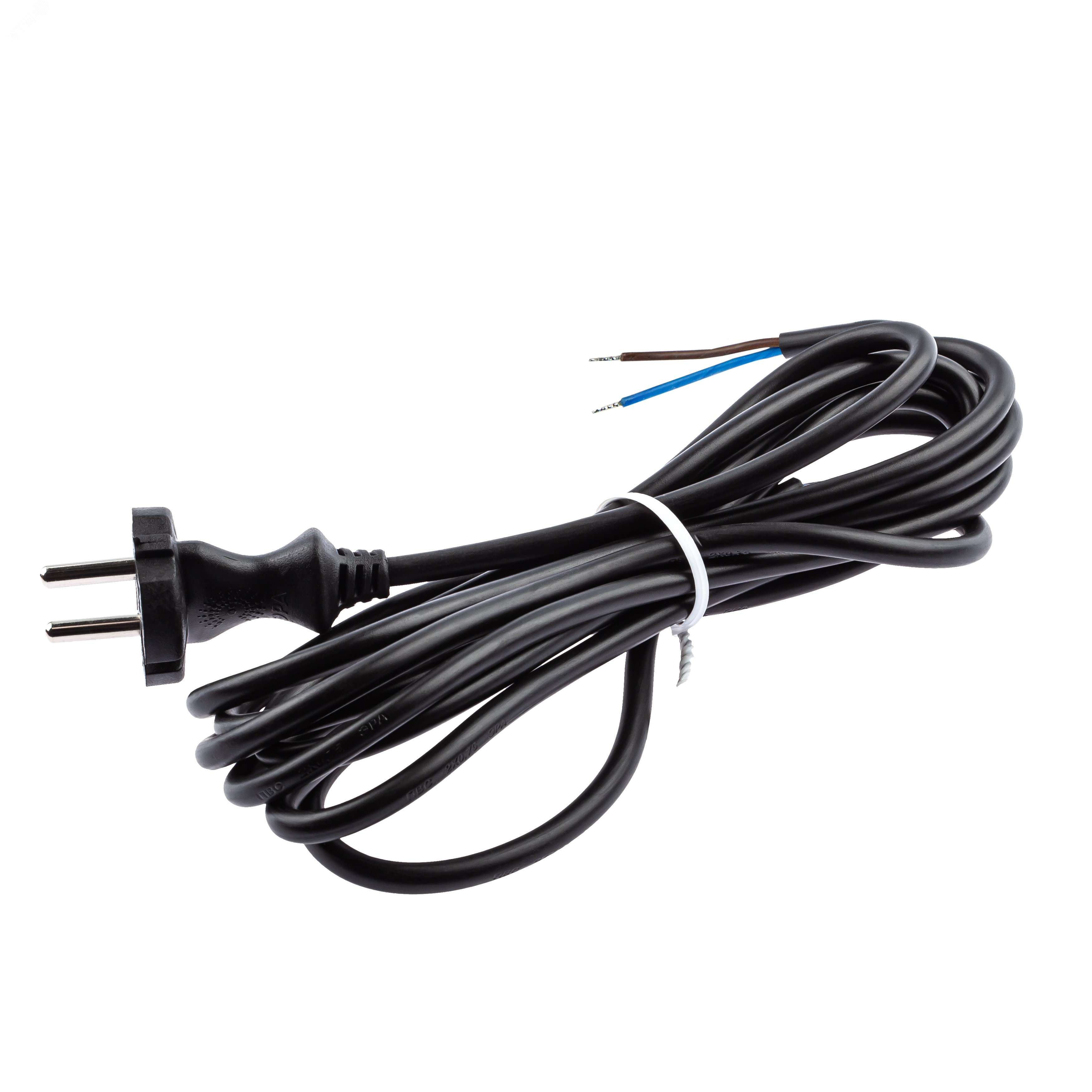 Изображение товара Шнур сетевой с вилкой UX-2x0,75-1,5м черный, ПВС, Россия, безопасное питание