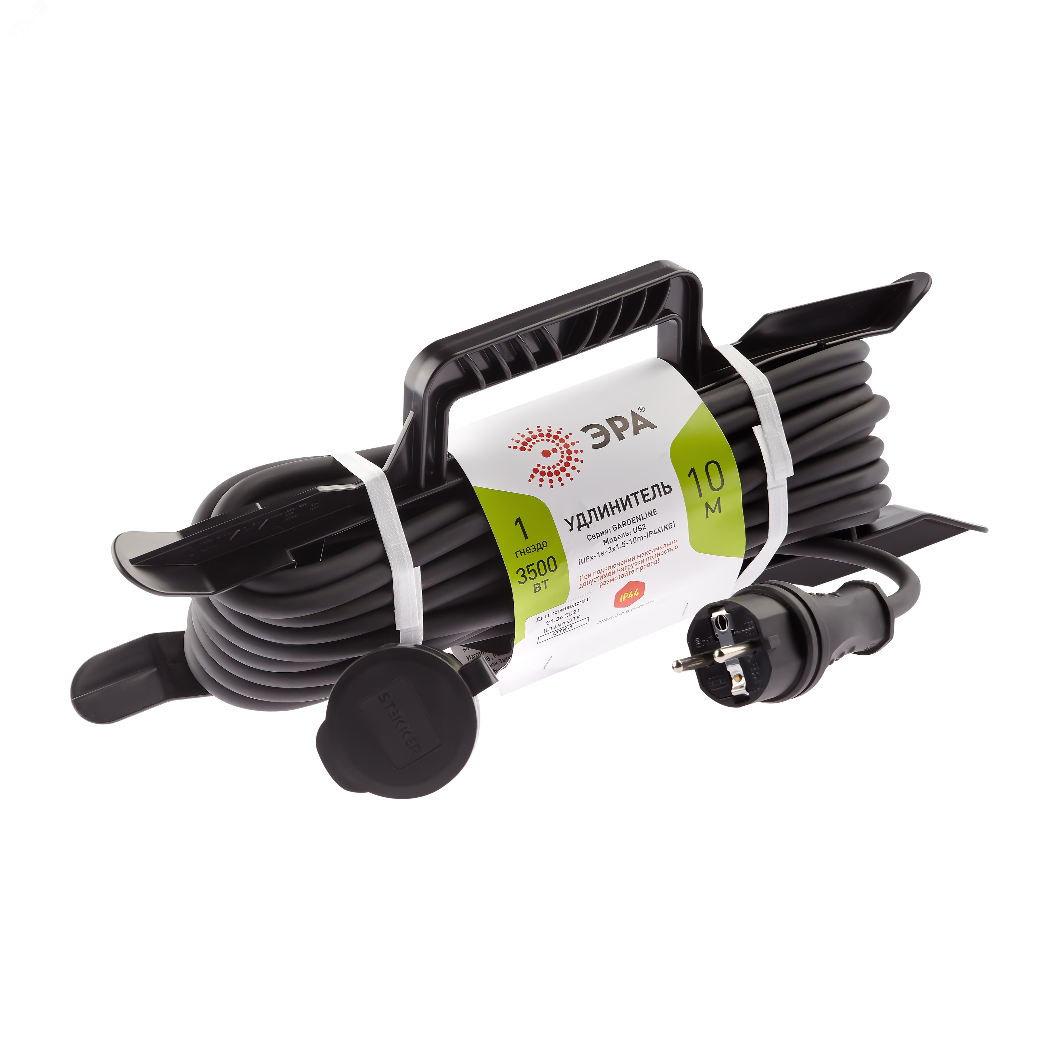 Изображение товара Удлинитель силовой ЭРА UFx-1e-3x1,5-10м IP44 с заземлением 1 розетка из меди