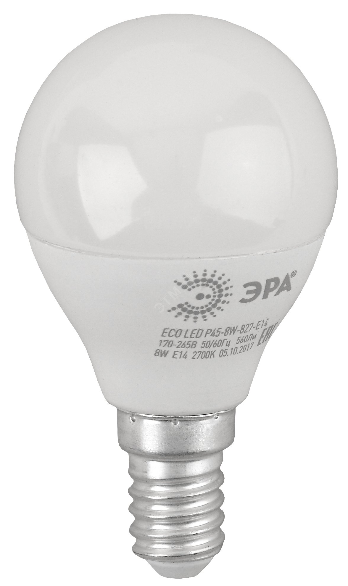 Лампа светодиодная LED P45-8W-827-E14(диод,шар,8Вт,тепл,E14)