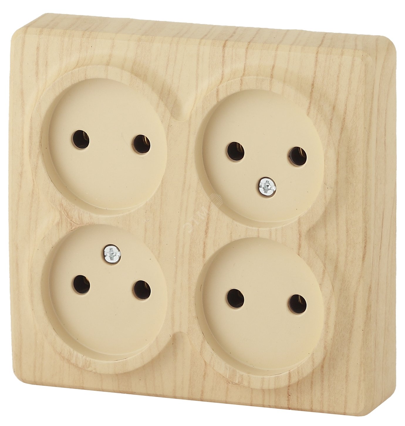 Изображение товара Розетка четырехместная навесная наружная IP20 сосна Эра Эксперт 16А 250В