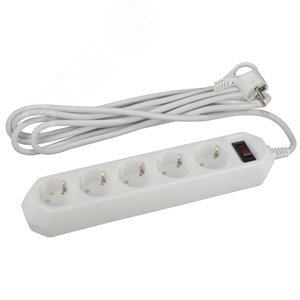 Изображение товара Сетевой фильтр ЭРА USF-5es-5m-W с защитой и заземлением 5 розеток 5м