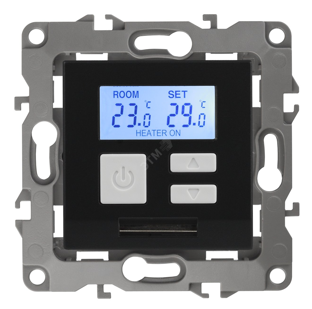 Изображение товара Терморегулятор универсальный серия Эра 12 16А антрацит 12-4111-05