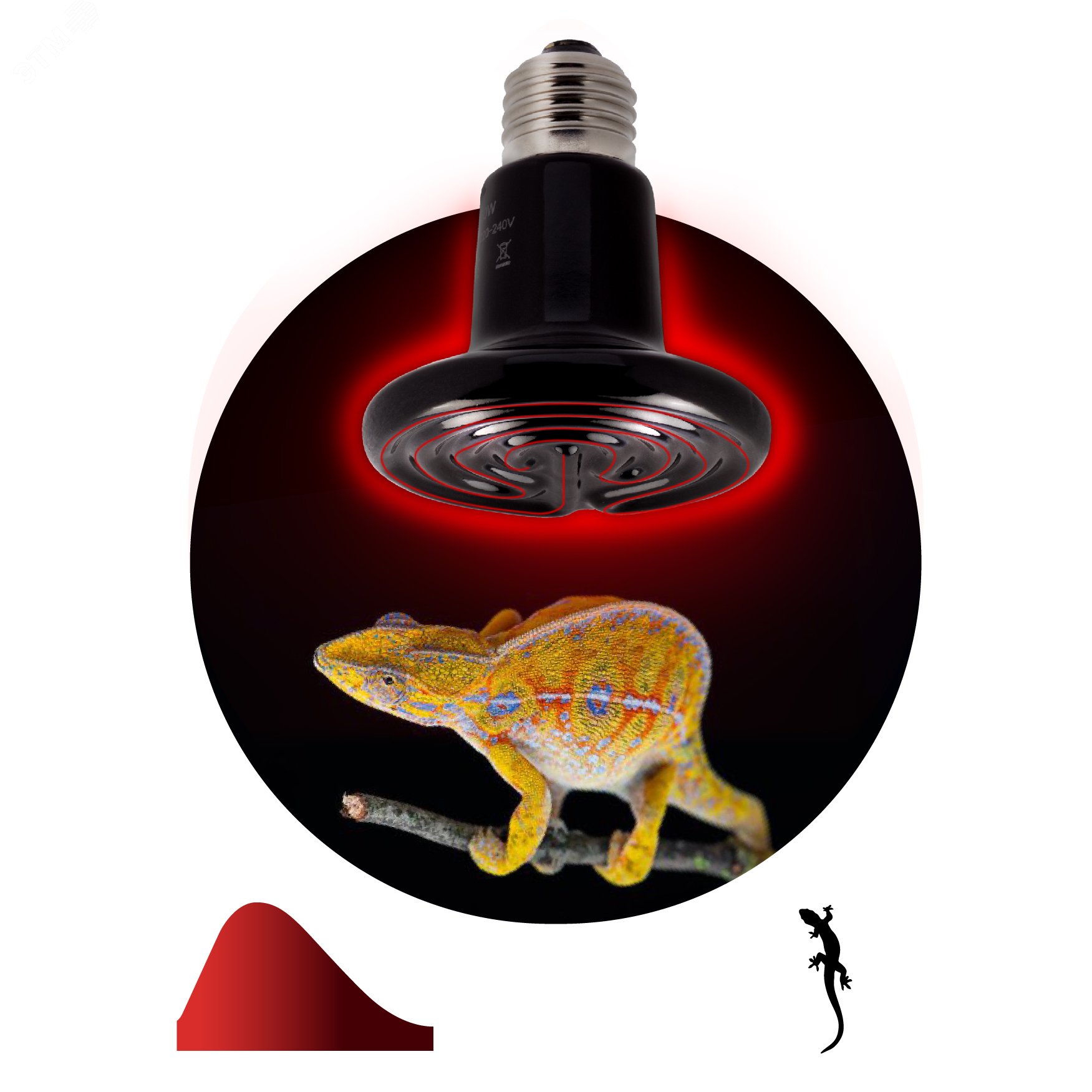 Инфракрасная лампа FITO-150W-НQ керамическая серии CeramiHeat модель RX для брудера, рептилий 150 Вт Е27 Б0052716 ЭРА - превью 3