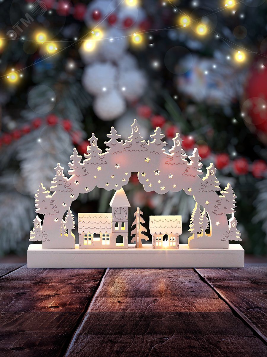 Светильник декоративный новогодний Зима, с подсветкой, 32х20 см, 2АА, IP20 Б0051929 ЭРА