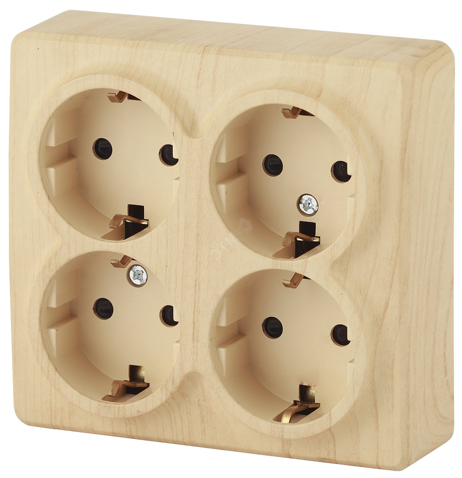 Изображение товара Розетка силовая четырехместная открытая IP20 сосна 16А 250В Эра Эксперт