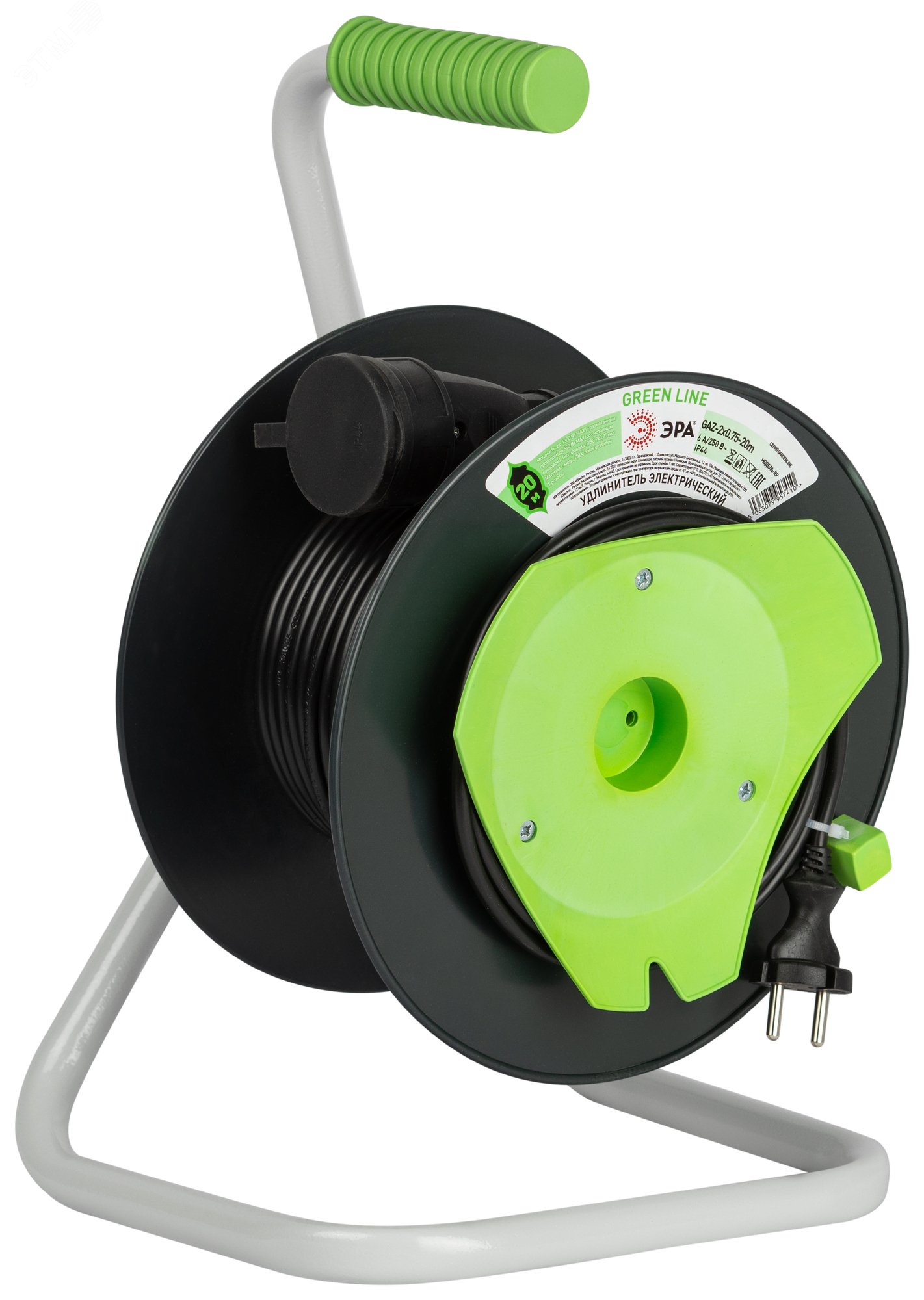 Изображение товара Удлинитель силовой на катушке пластик 1 розетка без заземления 20м ПВС 2x0.75мм2 GREEN LINE GAZ-2x0.75-20m Greenline (шт)