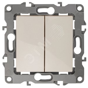 Изображение товара Выключатель двухклавишный скрытой установки Эра 12 слоновая кость 10А 250В