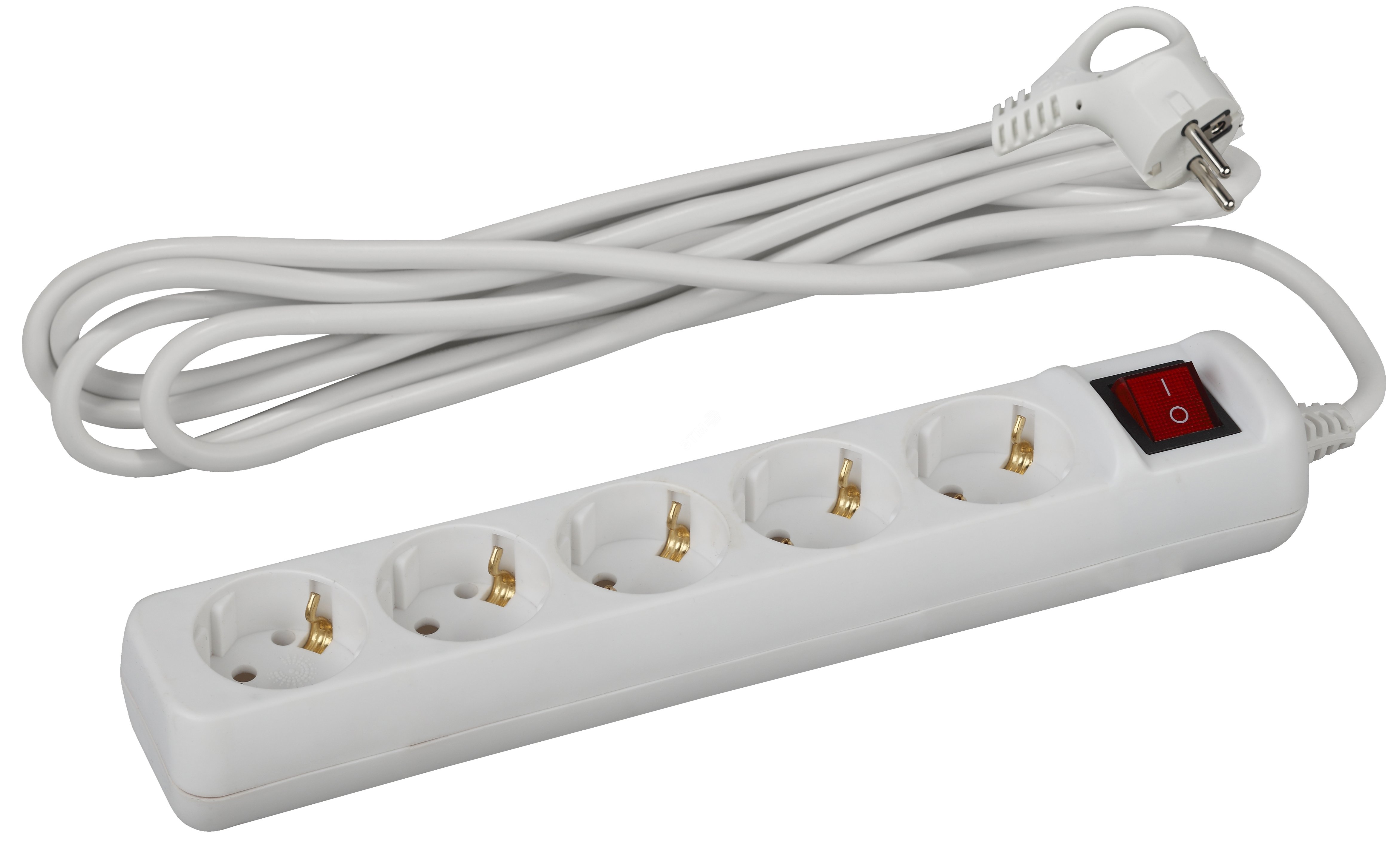 Изображение товара Удлинитель с заземлением Эра 5 розеток 5м ПВС 3x1мм2 16А белый