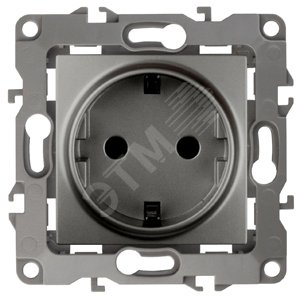 Изображение товара Розетка однофазная скрытого монтажа Эра 12 графит 16А 250В IP20 автоматические зажимы
